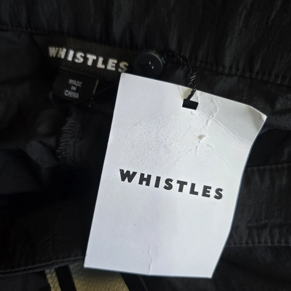 Whistles Ezra Black Side Stripe Straight Leg Trousers Size 10 NWT Sporty Casual - Picture 6 of 9